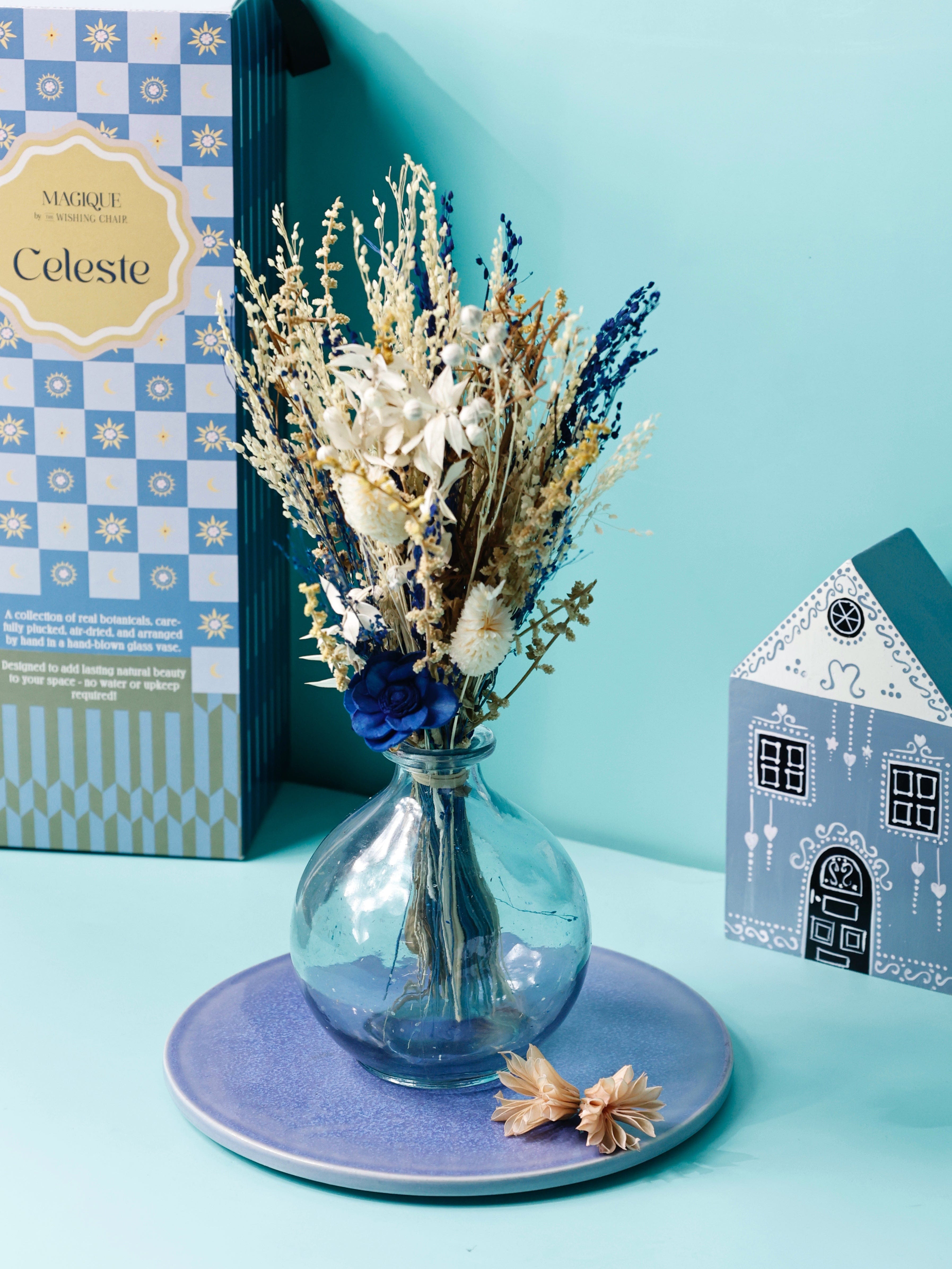 Magique by The Wishing Chair - Celeste Dried Flowers & Glass Vase