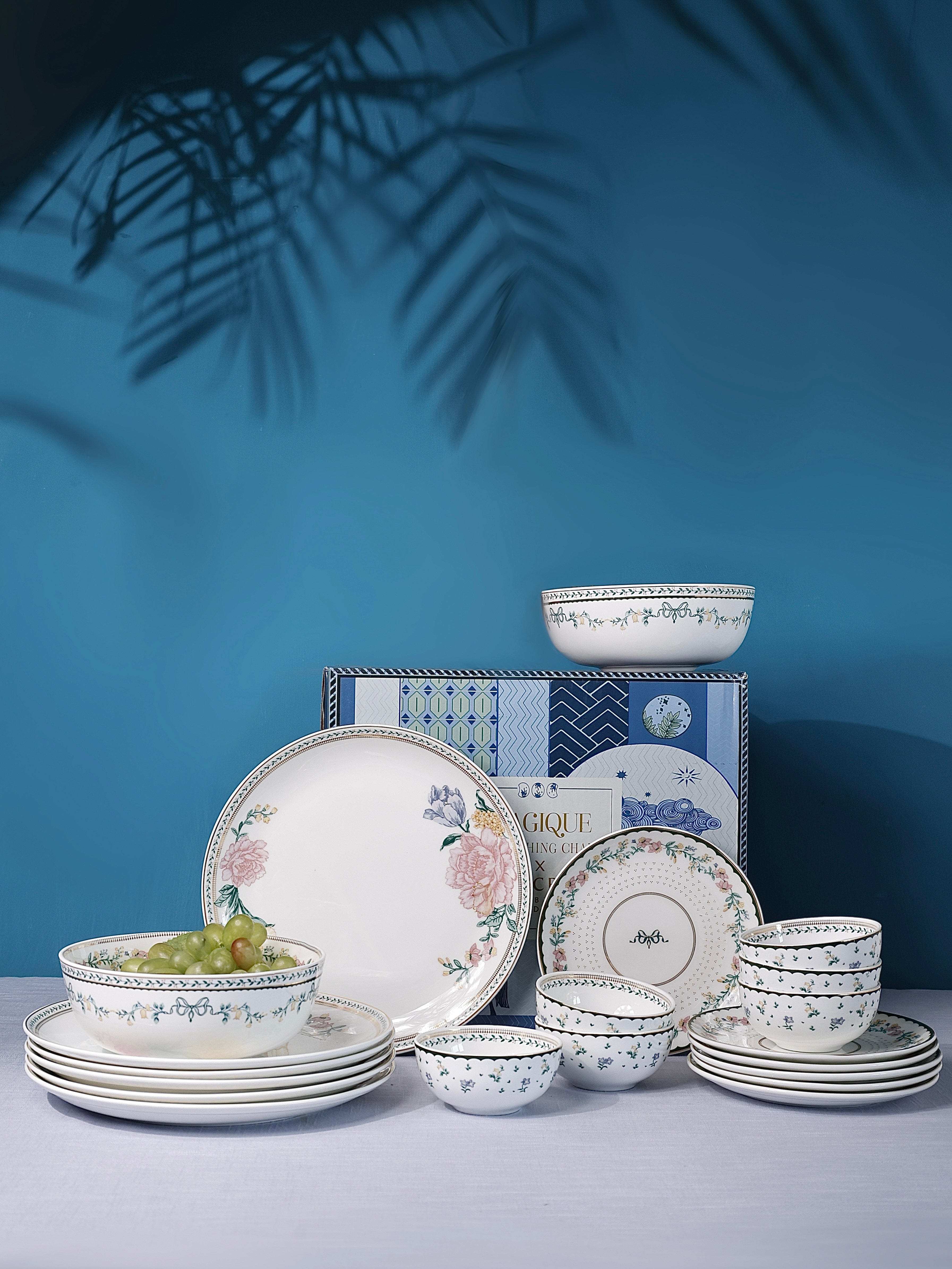 Magique by The Wishing Chair - Emerald Ribbon Fine China Ceramic Collection - Dinner Set - 20 pieces