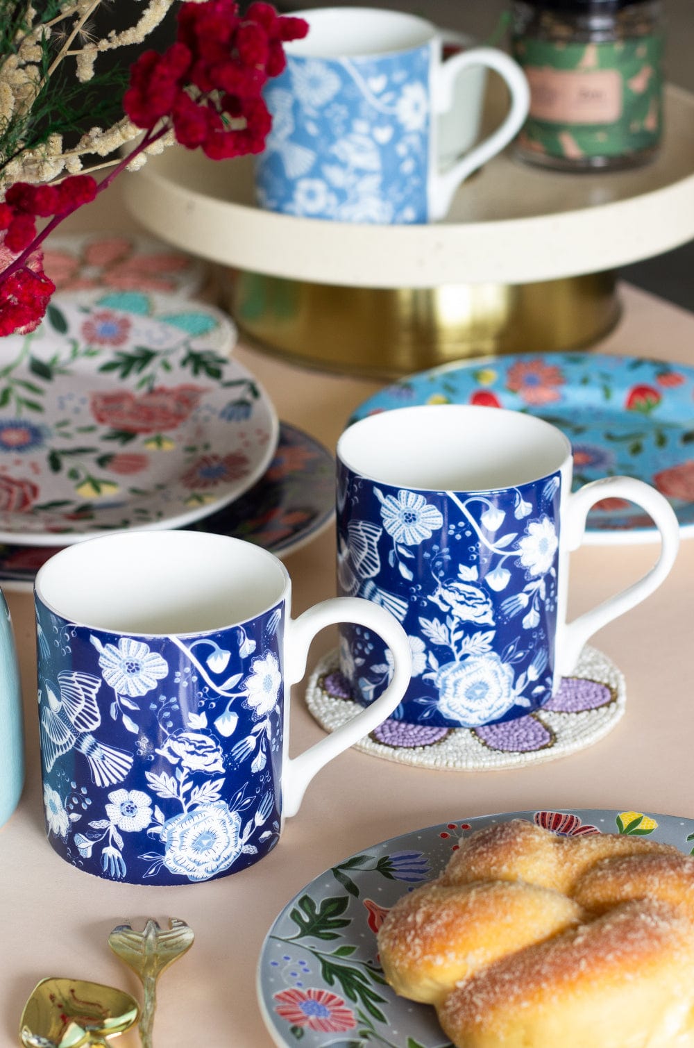 Florentina Fine China Tea Mugs- Set of 2