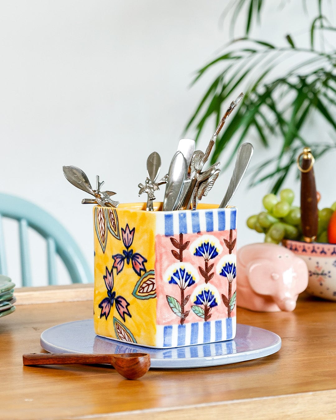 Nira Handpainted Cutlery Holder