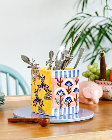 Nira Handpainted Cutlery Holder