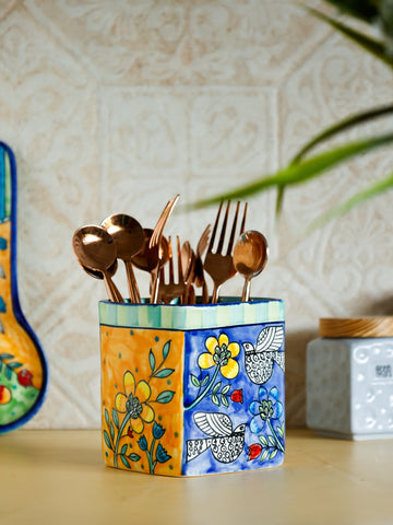 Perch Handpainted Ceramic Cutlery Holder