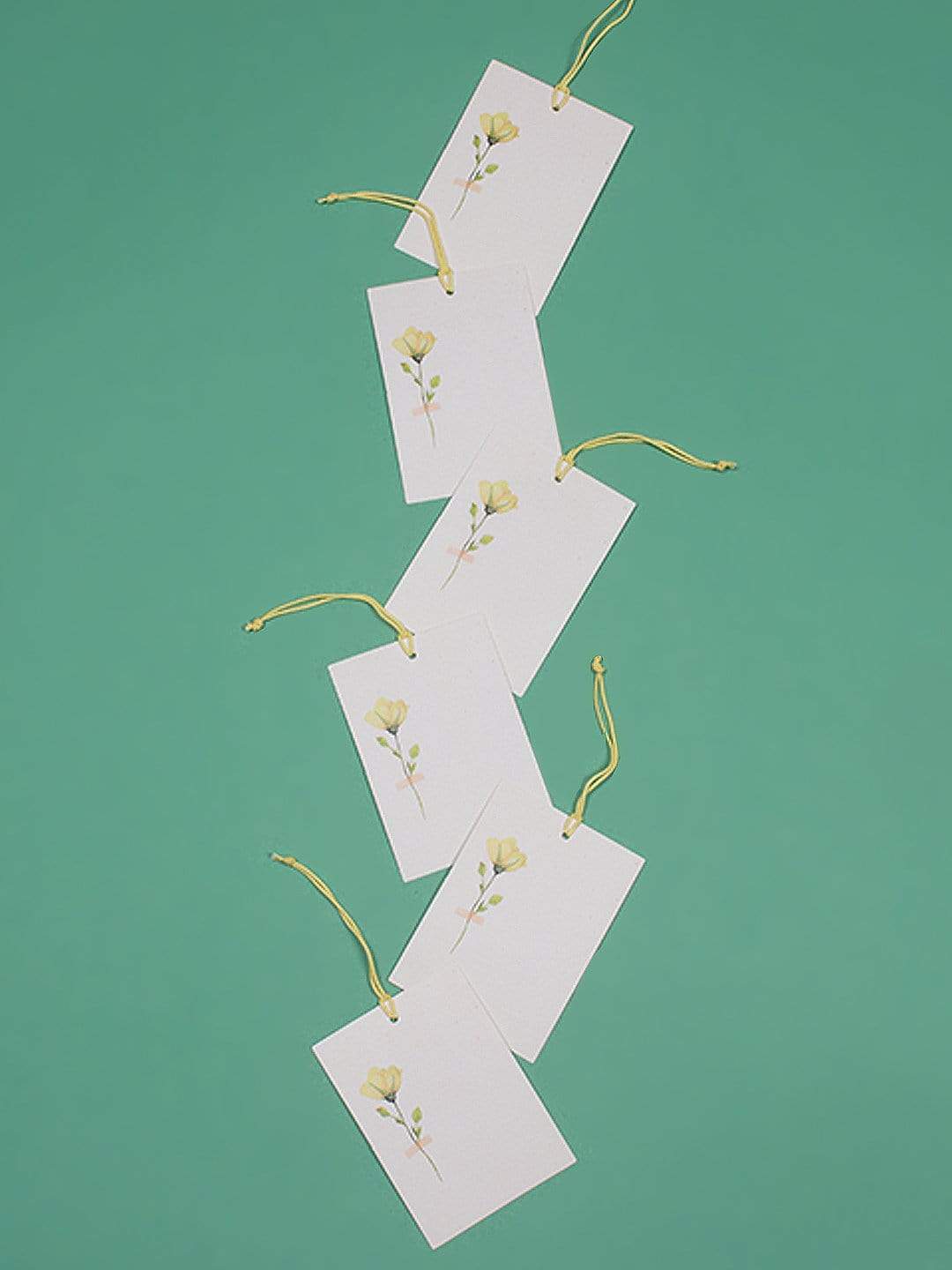 Pressed Flower Tags- Yellow- Set Of 6