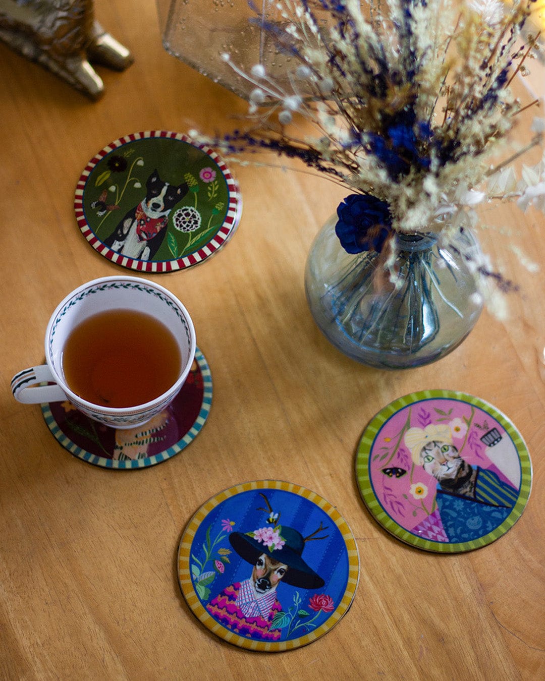 Quirky Crew Metallic Coasters - Set of 4