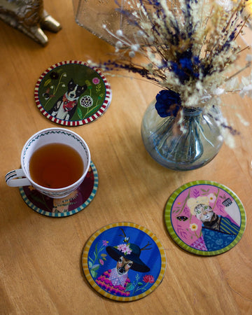 Quirky Crew Metallic Coasters - Set of 4