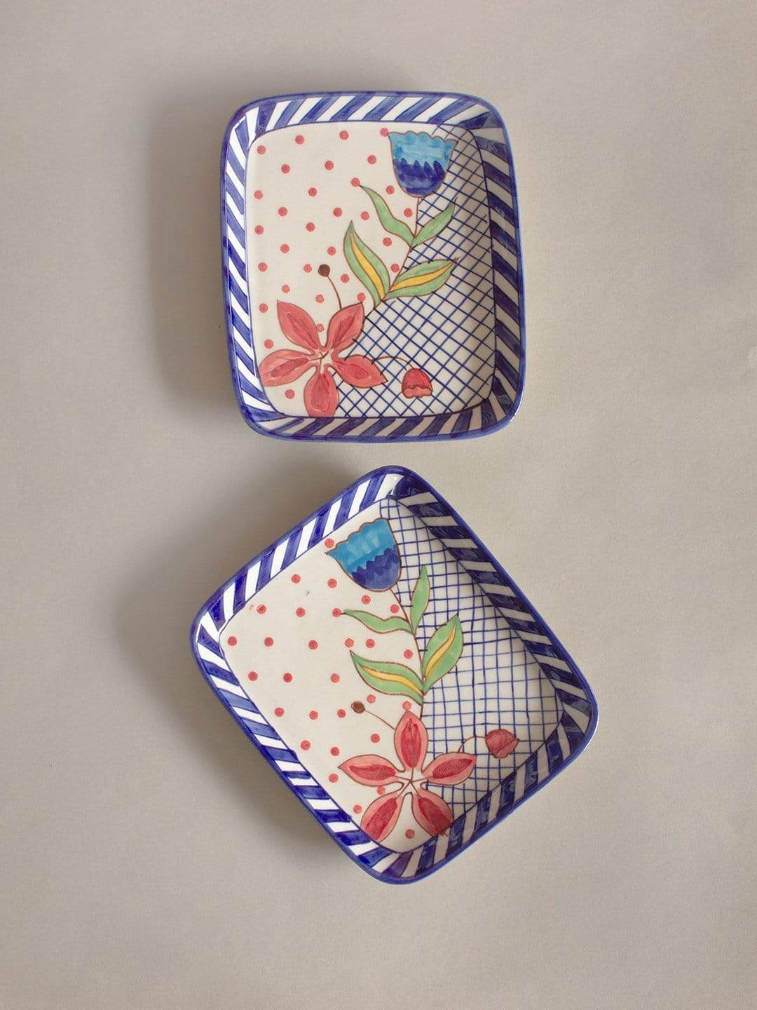 Aiden Hand painted Rectangular Platter - Set Of 2