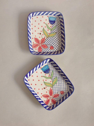 Aiden Hand painted Rectangular Platter - Set Of 2