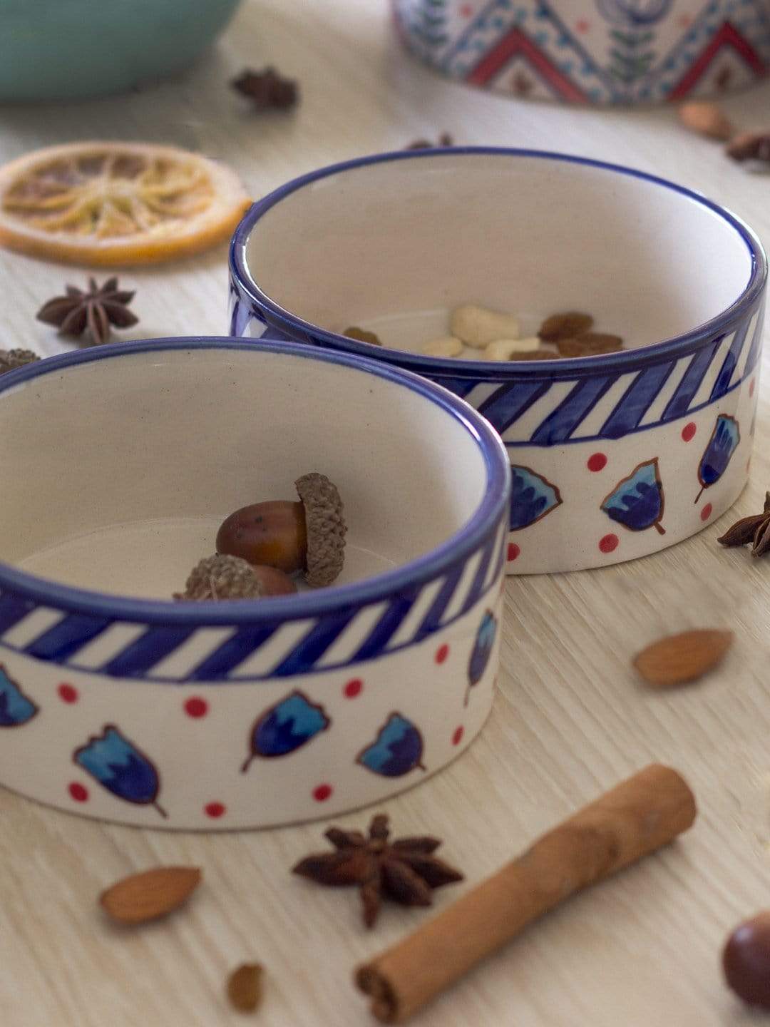 Aiden Handpainted Nut Bowl- Set Of 2
