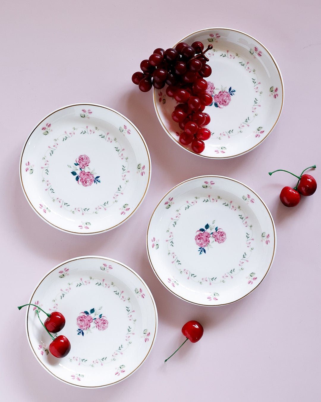 Magique by The Wishing Chair: Portrait of a Rose 5.5 Snack Plates - Set of 4