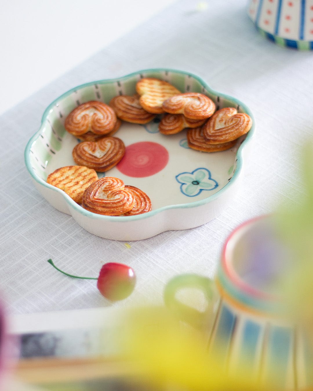 Masquerade Ceramic Flower Platter