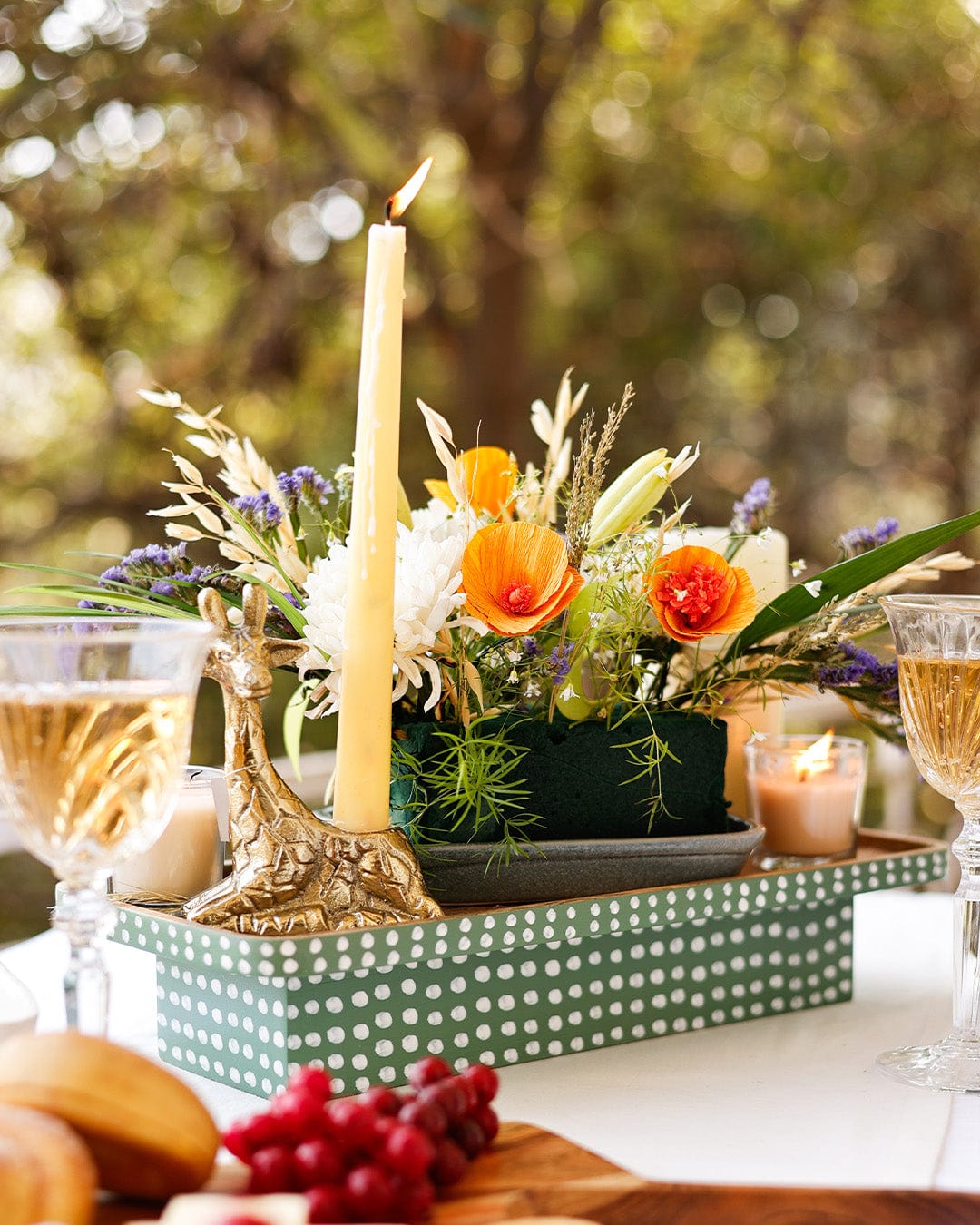 Pattern Harmony Handpainted Wood Riser & Serving Tray