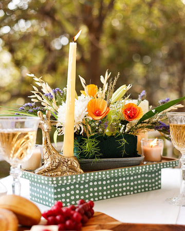 Pattern Harmony Handpainted Wood Riser & Serving Tray