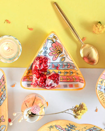 Pink Horizon Hand Painted Triangular Platters - Set of 2