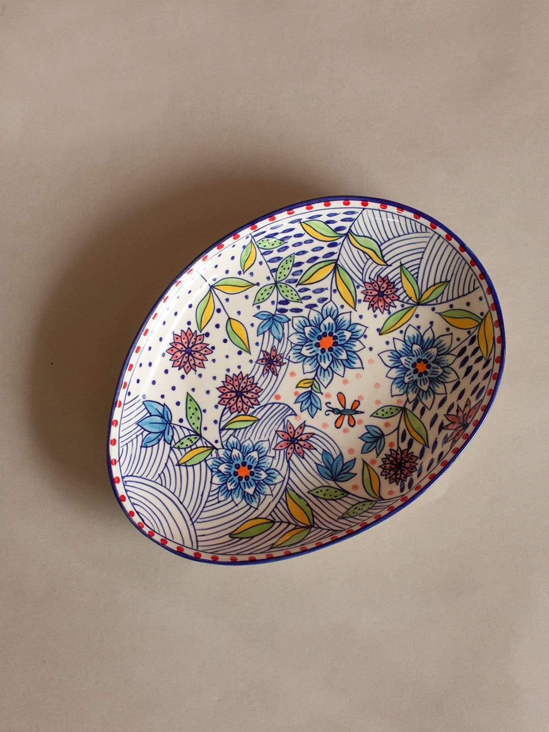 Wild Indigo Handpainted Oval Platter