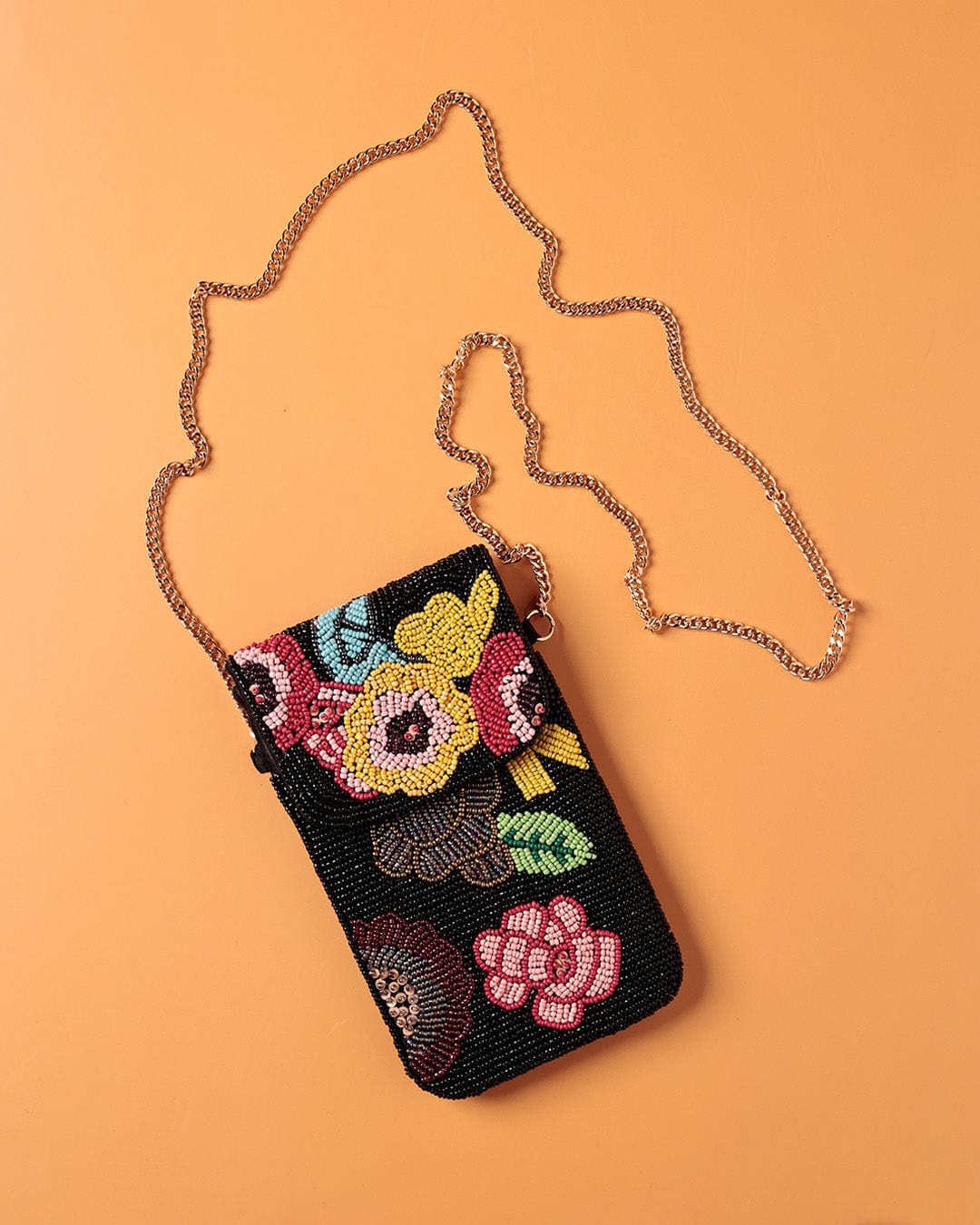 Alice Hand Embroidered Phone Bag & Cards Holder with Cross Body Chain