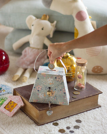 Pearlised Paper Leather Triangle Piggy Bank - Garden Fog