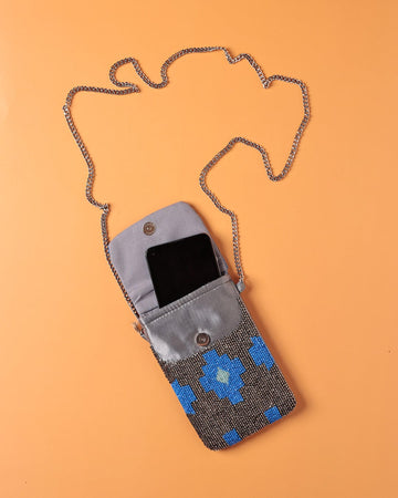 Rewa Hand Embroidered Phone Bag & Cards Holder with Cross body Chain