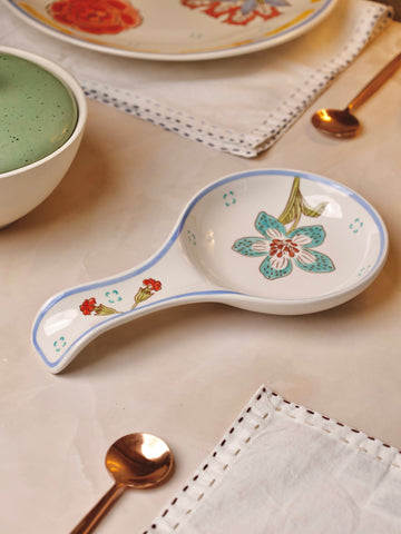 Stripe & Stem Handpainted Ceramic Spoon Rest
