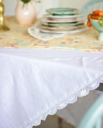 White Prairie Hand Crochet Table Cloth