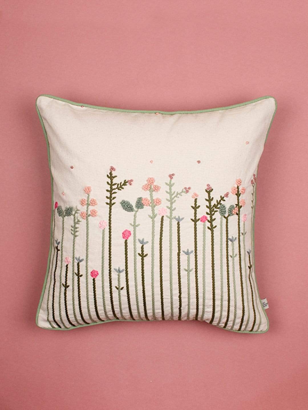 Tall Grass Embroidered Cushion Cover