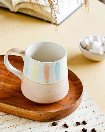Beige - Coral Splash Hand painted Ceramic Mug