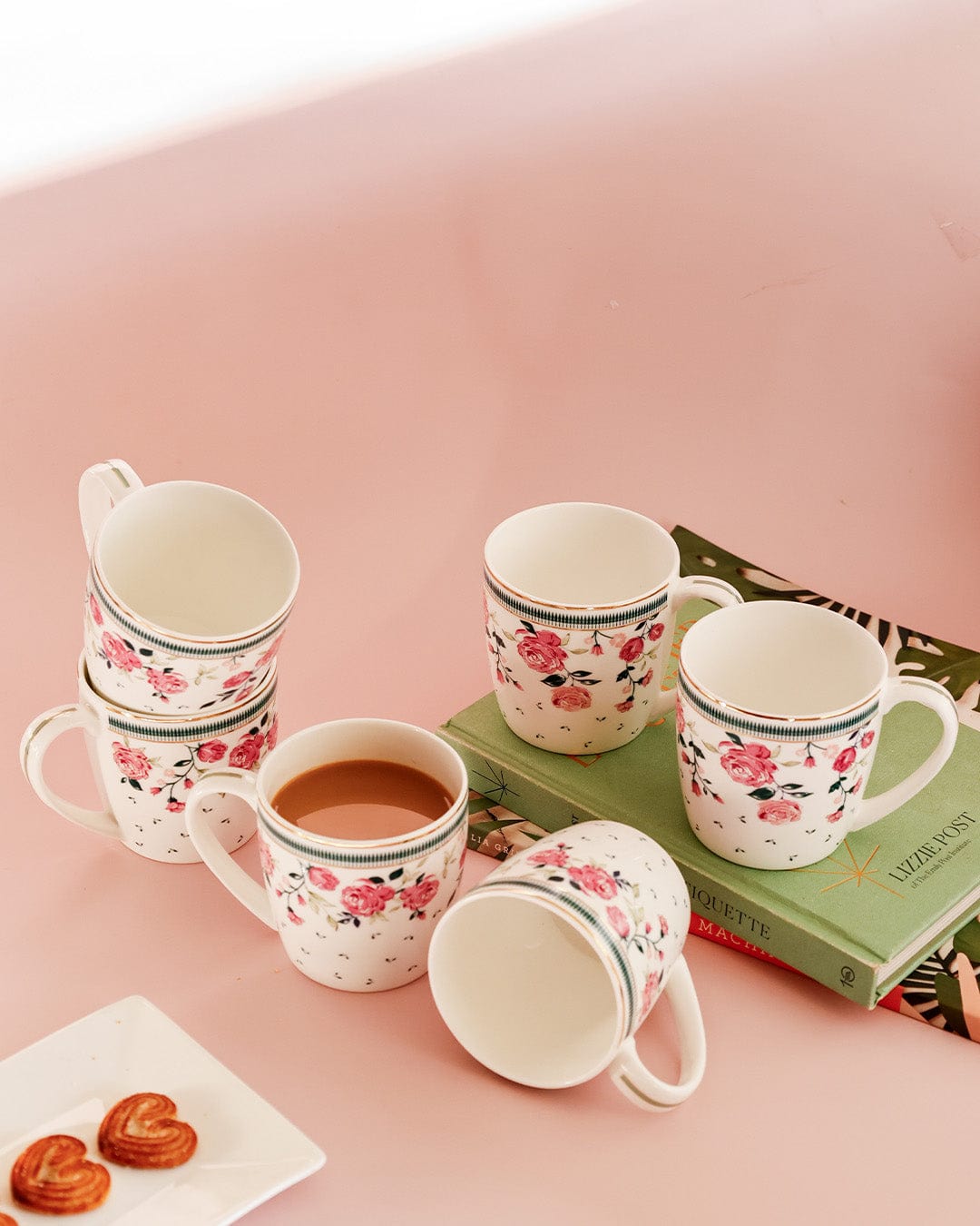 Magique by The Wishing Chair: Portrait of a Rose Chai Mugs - Set of 6
