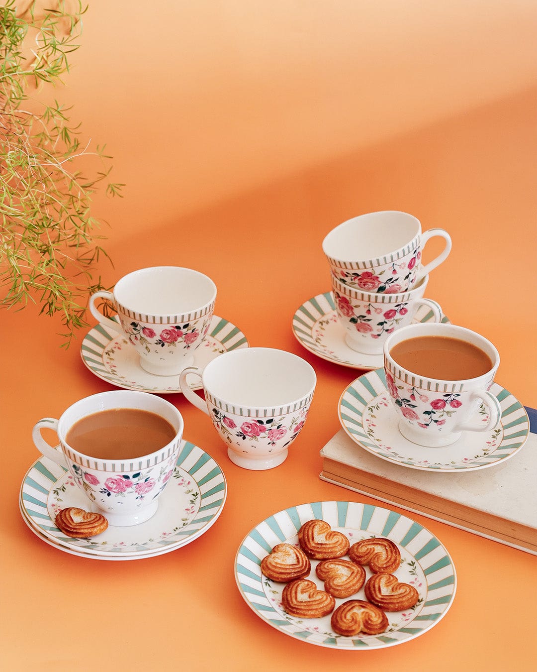 Magique by The Wishing Chair: Portrait of a Rose Tea Cups & Saucers - Set of 6