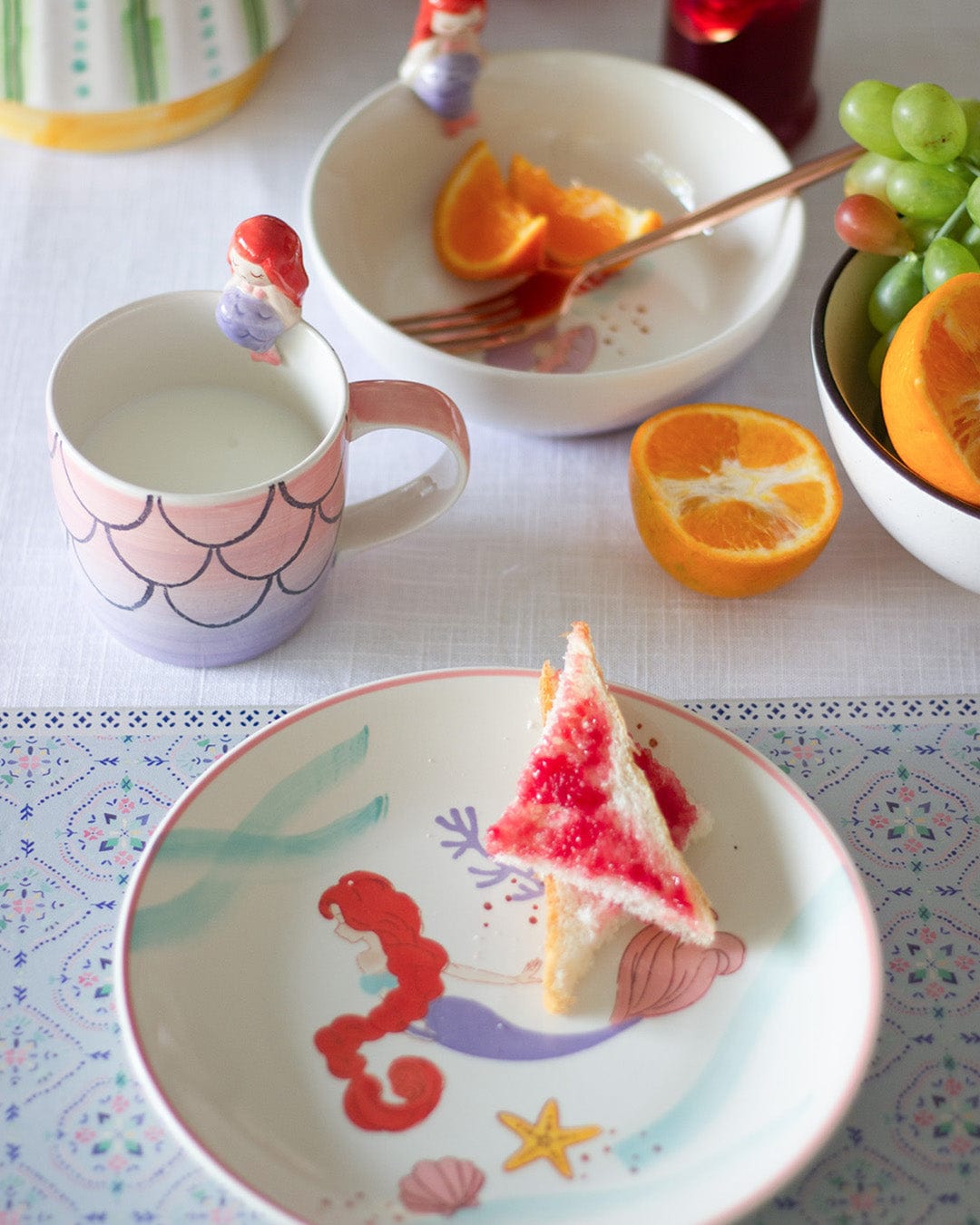 Mermaid Handpainted Breakfast Set of 3