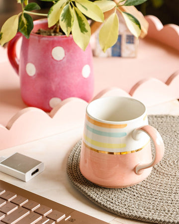 Pink - Peach Parfait Handpainted Ceramic Mug