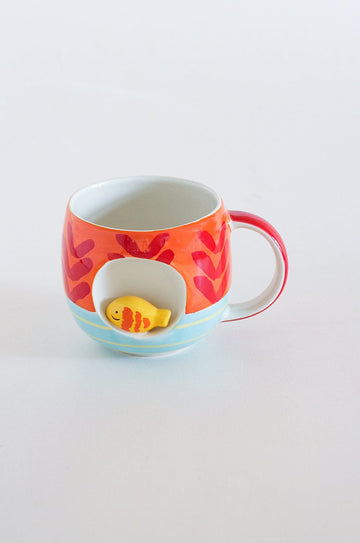 Red Coral Handpainted Ceramic Mug