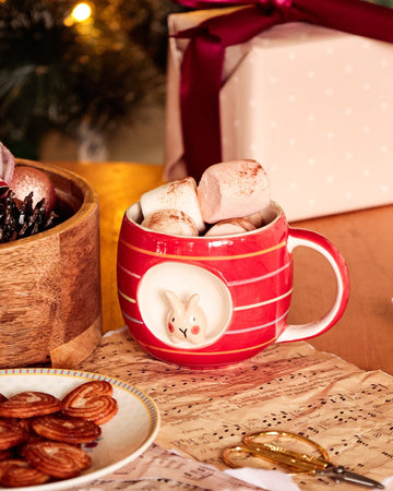 Striped Bunny Handpainted Ceramic Mug