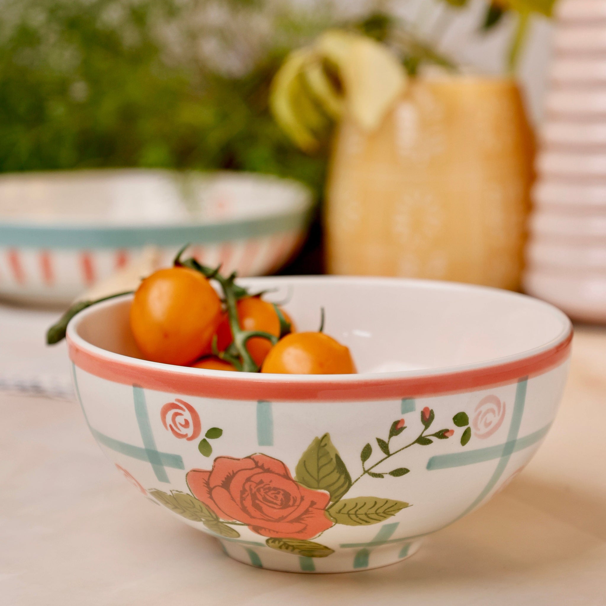 Tea Garden Handpainted Ceramic Bowl 15 cms