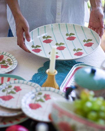 Tea Garden Handpainted Ceramic Oval Platter 30 cms