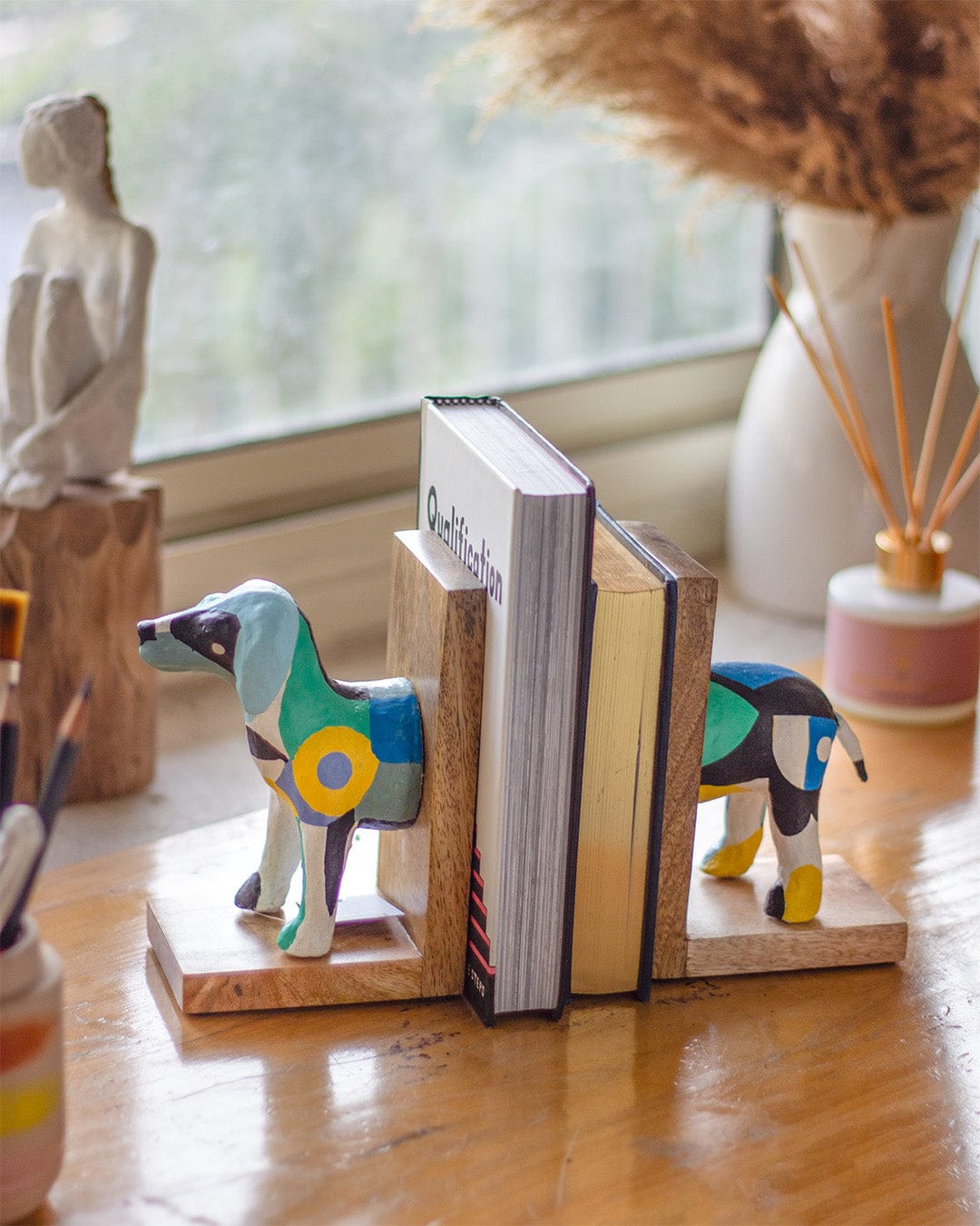 Technicolour Toto Wooden & Paper mache Handpainted Bookends