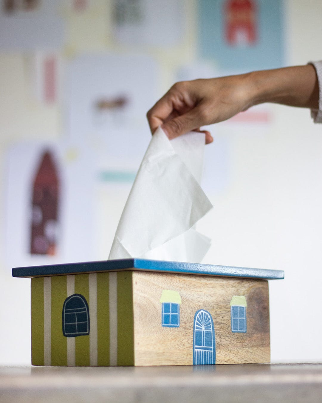 Townhouse Handpainted Tissue Box