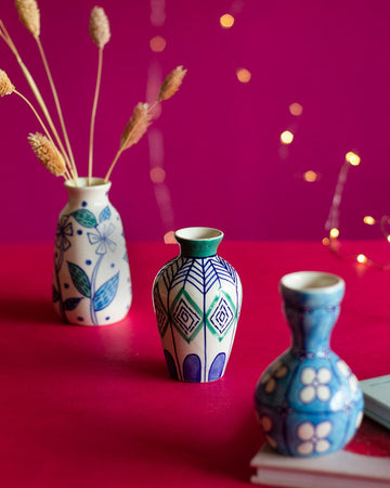 Lunaria Handpainted Mini Vases - Set of 3