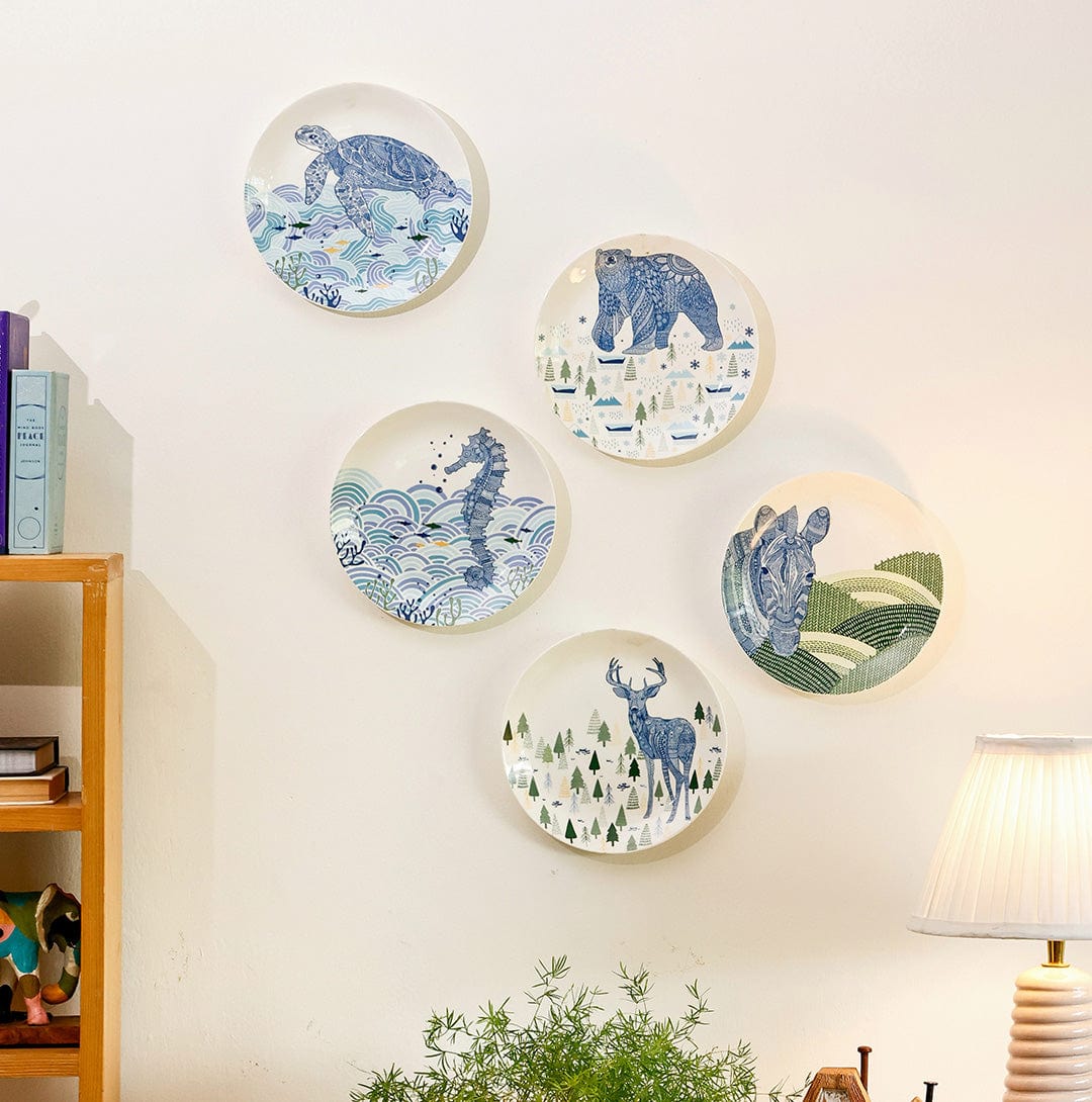 Animal Illustrative Series Wall Plates Set of 5