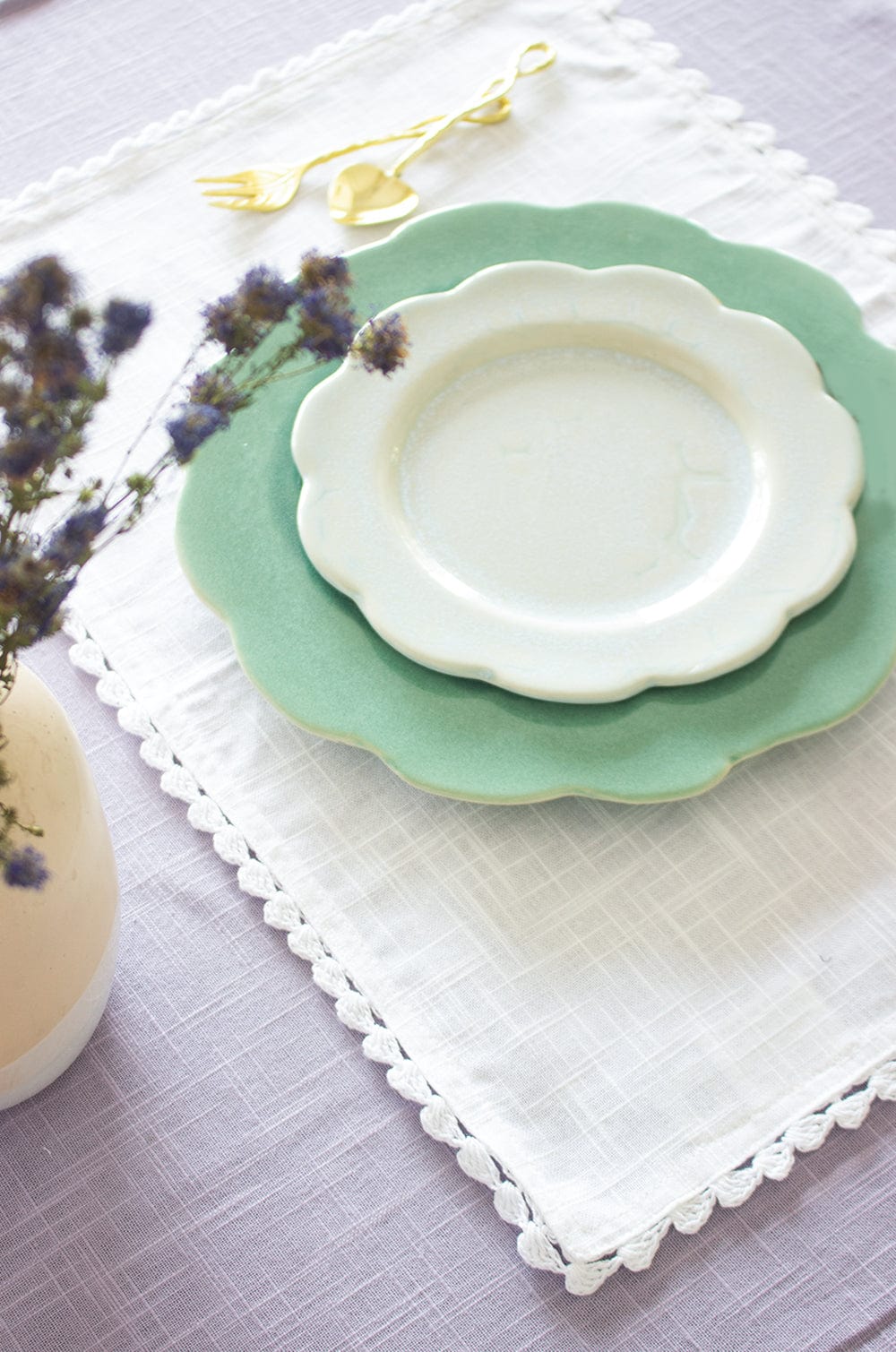 White Prairie Hand Crochet Placemats - Set of 6