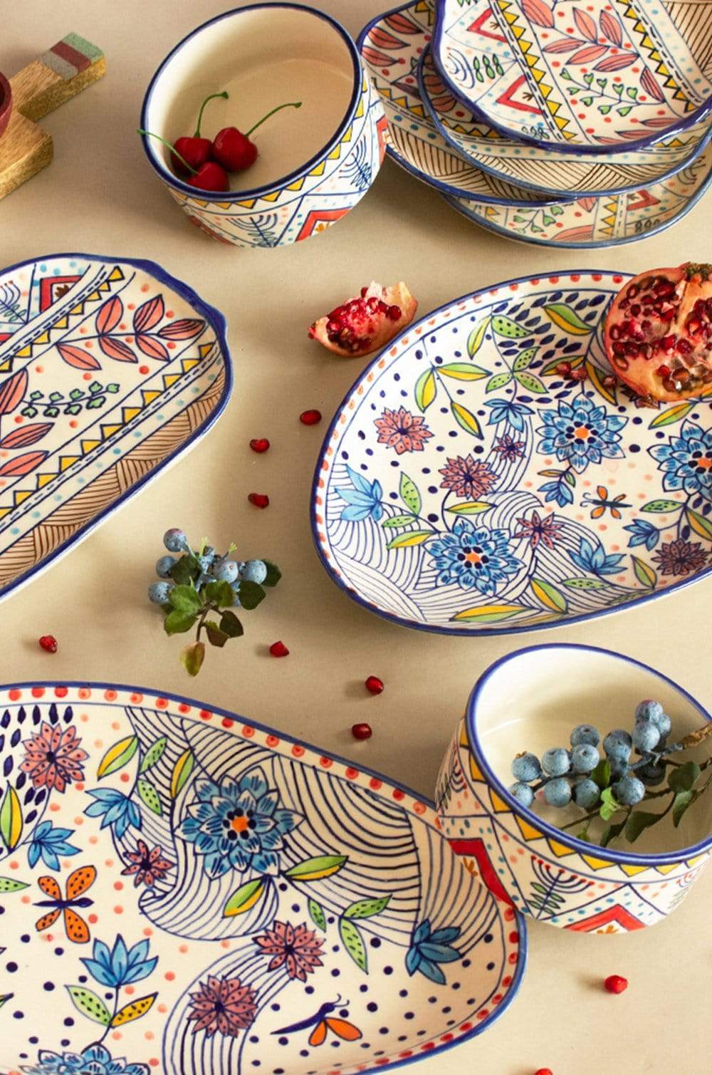 Wild Indigo Handpainted Oval Platter