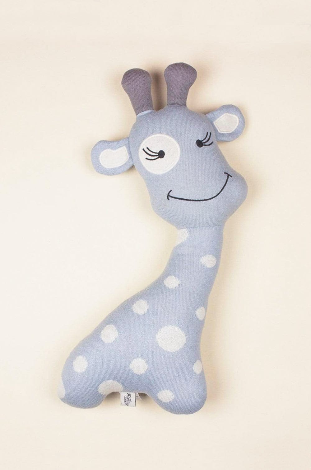 Winking Giraffe Knitted Shaped Cushion