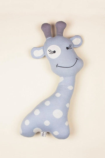 Winking Giraffe Knitted Shaped Cushion