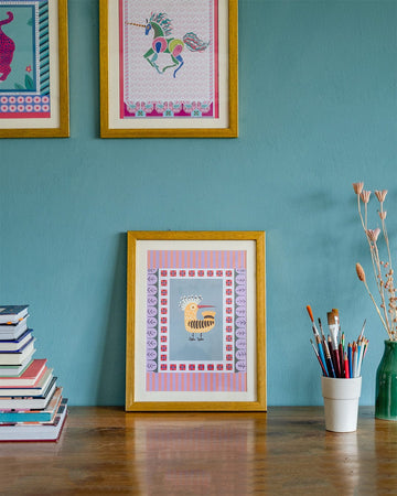 Bird with Wooden Framing