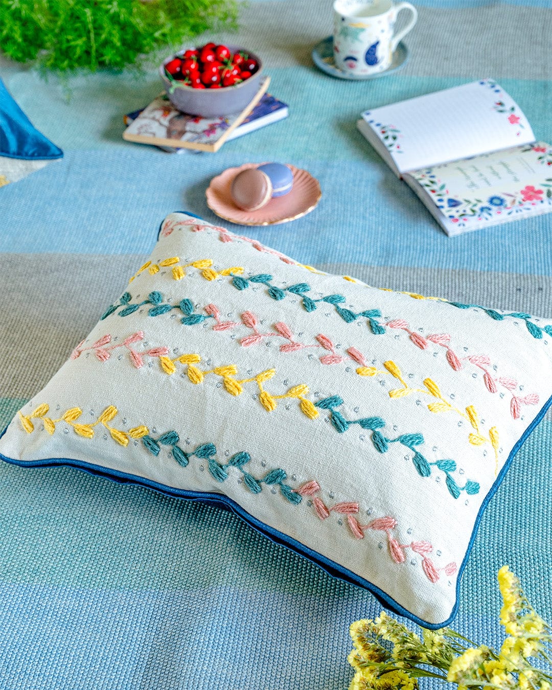 Zelda Embroidered Cushion Cover - 14 Inch X 20 Inch