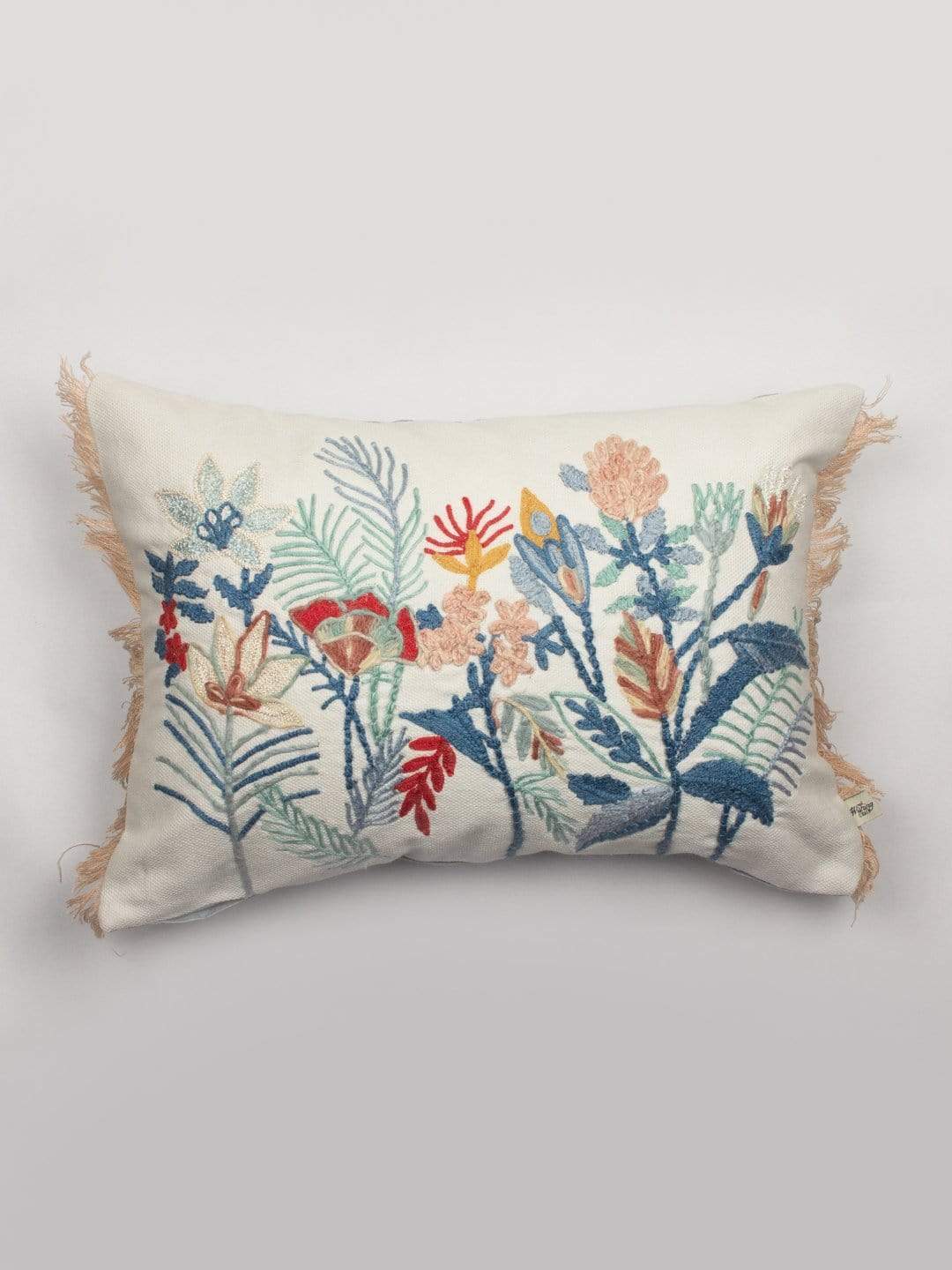 Zoey Hand Embroidered Cushion Cover- Flowers